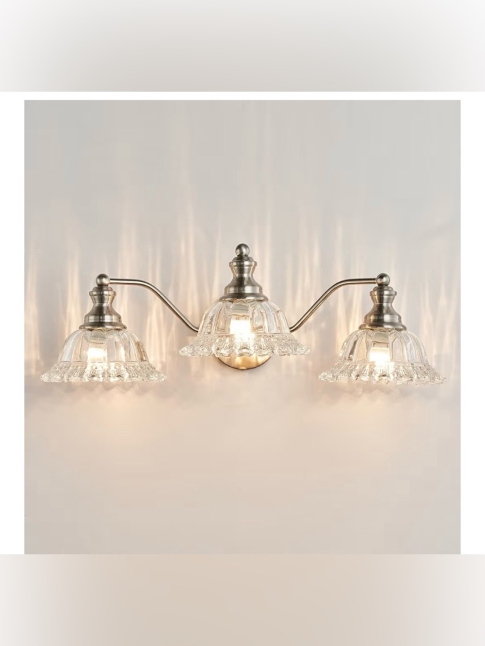 New Clear Glass & Brushed Nickel vanity light fixture